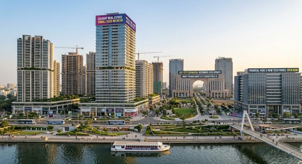 Gujarat real estate market after Diwali 2026 Ahmedabad property market 2026 Gujarat property prices, real estate investment Gujarat, GIFT City property Ahmedabad housing market, Gujarat property investment, post-Diwali property market Gujarat real estate forecast 2027.